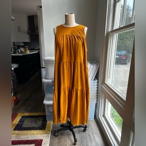 Everlane Mustard Sleeveless Tiered Dress